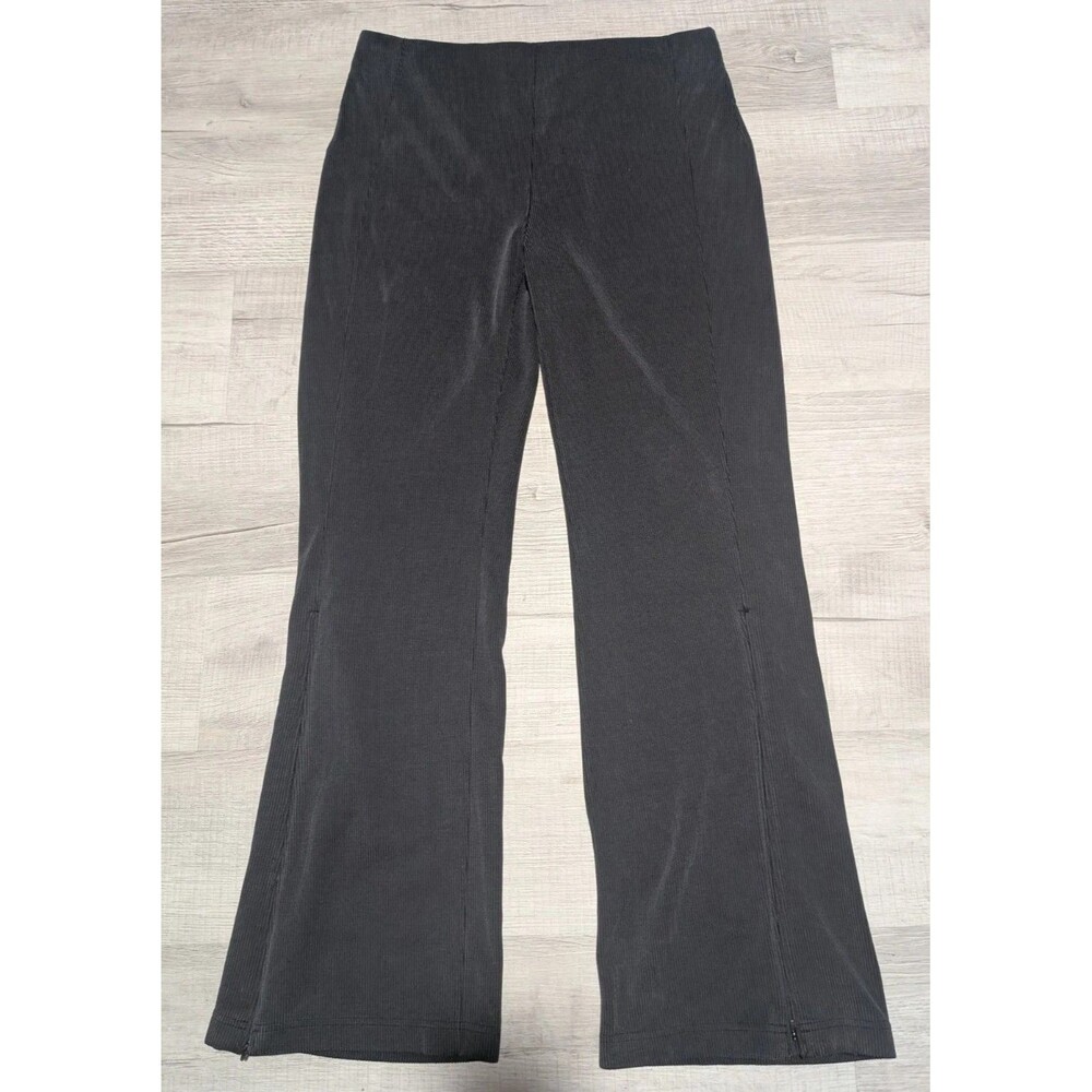 Lululemon Brushed Softstreme Ribbed Zip Flared Pant 32.5"  Women Sz 14 Gray READ